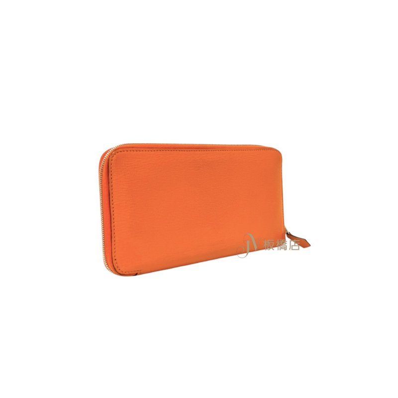Hermes橘色山羊皮12卡ㄇ拉長夾-2