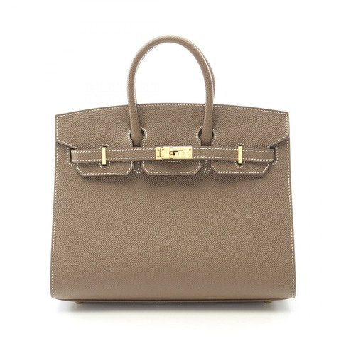 HERMES Birkin 25 Sellier 手提包 U 041700CC Epsom 皮革 Etoupe 灰色 二手 GHW