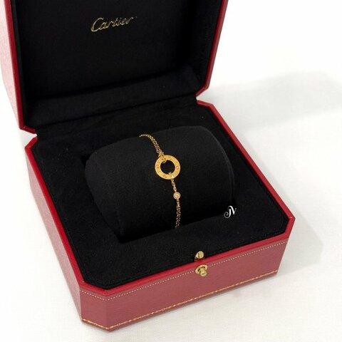 Cartier 18K玫瑰金LOVE鑽石手鍊B6063600