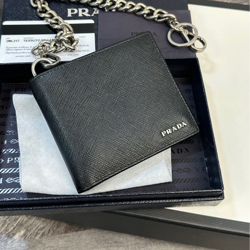 Prada 普拉達 牛皮 錢包鏈條可以拆卸 尺寸約：11*1.5*9.5cm~-1