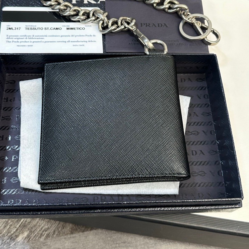 Prada 普拉達 牛皮 錢包鏈條可以拆卸 尺寸約：11*1.5*9.5cm~-2