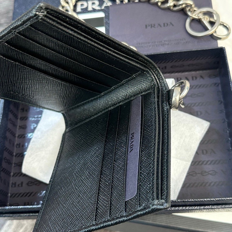 Prada 普拉達 牛皮 錢包鏈條可以拆卸 尺寸約：11*1.5*9.5cm~-7