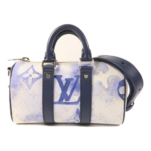 LOUIS VUITTON Watercolor Monogram Keepall XS銀扣手挽肩背兩用袋白色/藍色