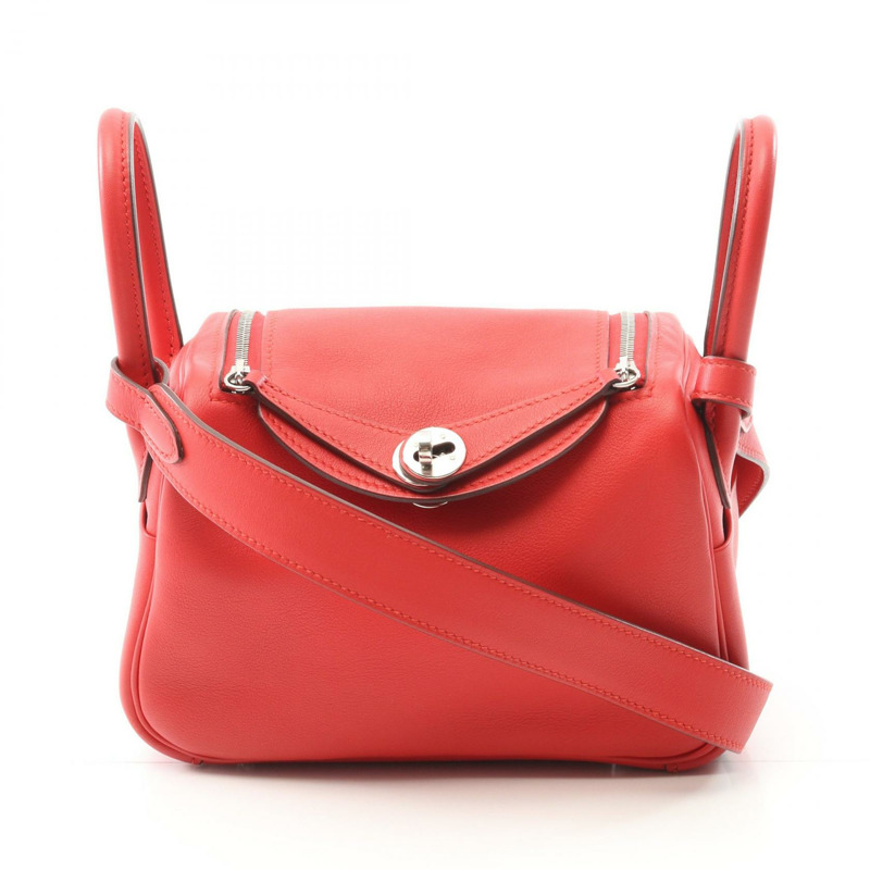HERMES Lindy Mini Verso 單肩包 Z Swift 皮革 Rouge coeur 二手女款 SHW-0