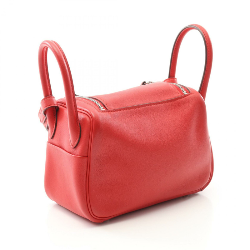 HERMES Lindy Mini Verso 單肩包 Z Swift 皮革 Rouge coeur 二手女款 SHW-1