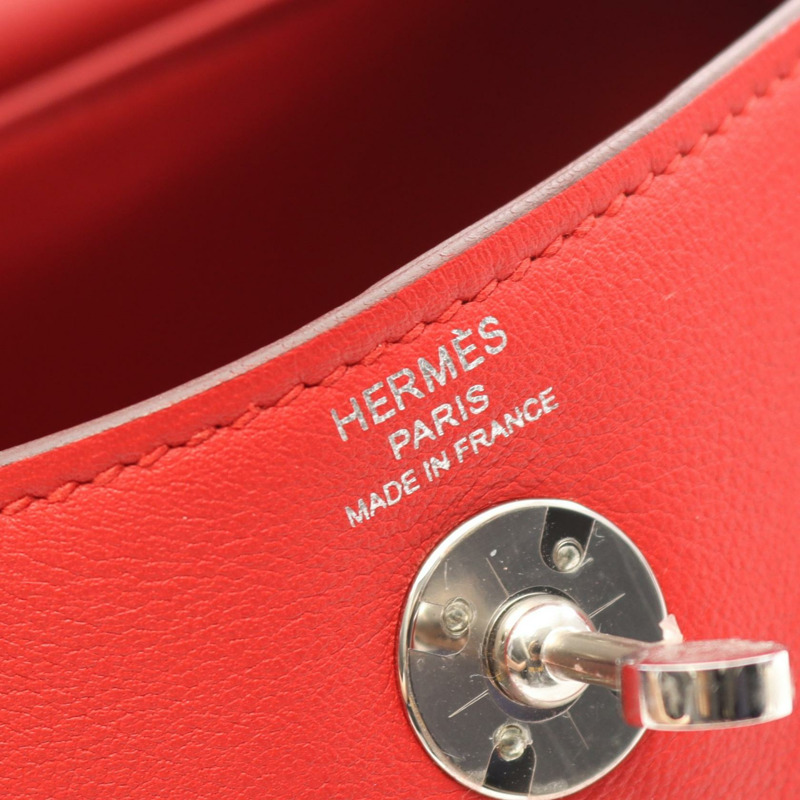 HERMES Lindy Mini Verso 單肩包 Z Swift 皮革 Rouge coeur 二手女款 SHW-3