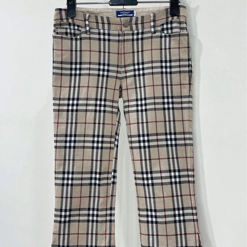 BURBERRY   藍標 彈性格紋戰馬七分褲