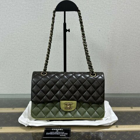 CHANEL CF三色金扣肩背斜背包 25*16*7 98新 配件塵袋保卡