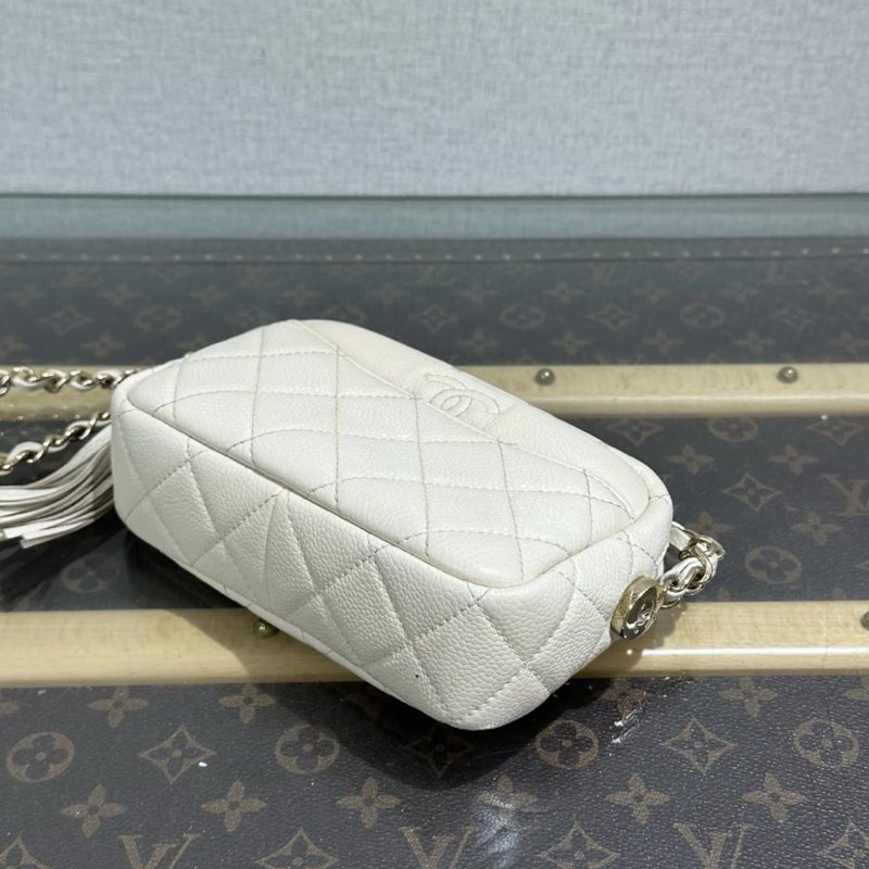 CHANEL 白金荔枝紋流蘇相機包17*12*5 98新配件塵袋-4