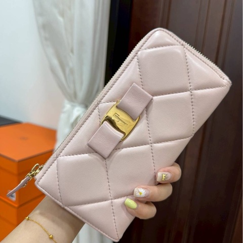 Salvatore ferragamo 粉色 蝴蝶節 錢包 錢夾 皮夾 皮包 長夾