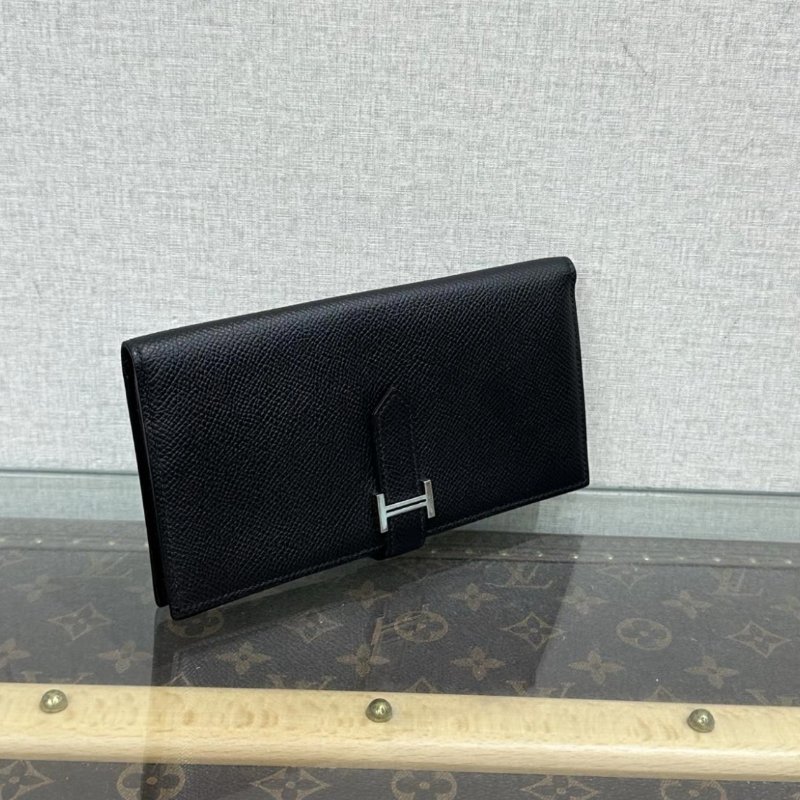 HERMES bearn H黑銀長款錢包17.5*9*2 98新-1