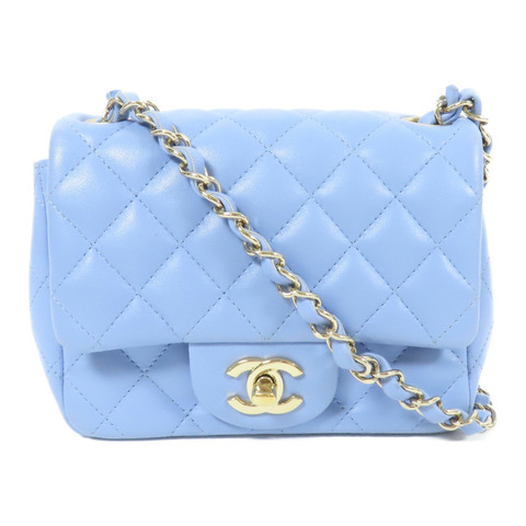 CHANEL 羊皮皮革Mini Classic 17金扣鏈帶肩背袋
