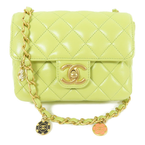 CHANEL 羊皮皮革Charms Chain Mini Flap金扣肩背袋