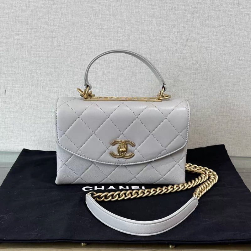 CHANEL 灰金 trendy手提斜背包19*12*8 98新 配件塵袋-0