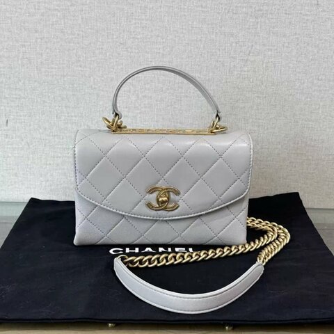 CHANEL 灰金 trendy手提斜背包19*12*8 98新 配件塵袋