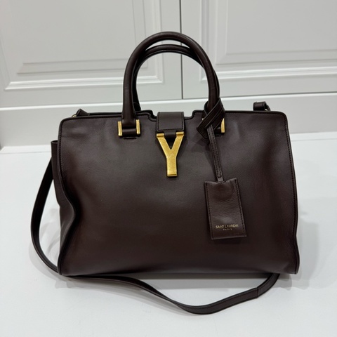 Yves Saint Laurent YSL 聖羅蘭 棕色 咖啡 Cabas Chy 手提包 肩背包 斜背包 公事包
