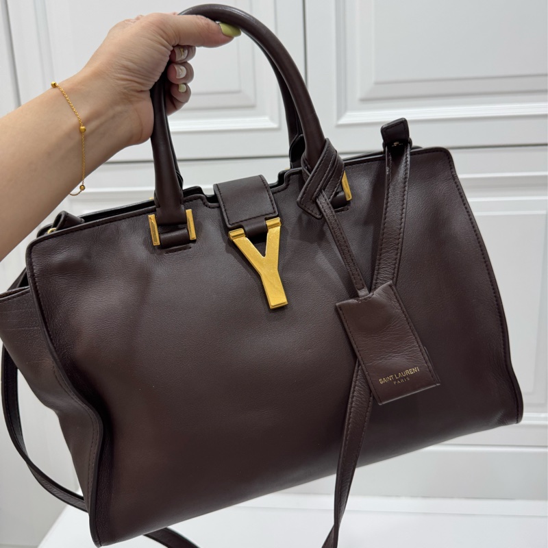 Yves Saint Laurent YSL 聖羅蘭 棕色 咖啡 Cabas Chy 手提包 肩背包 斜背包 公事包-4
