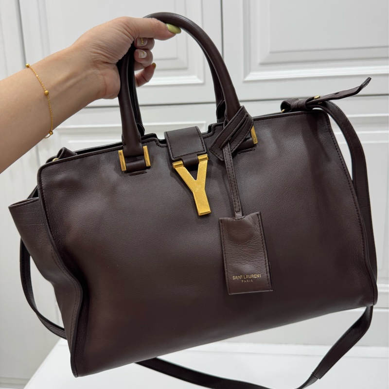 Yves Saint Laurent YSL 聖羅蘭 棕色 咖啡 Cabas Chy 手提包 肩背包 斜背包 公事包-5