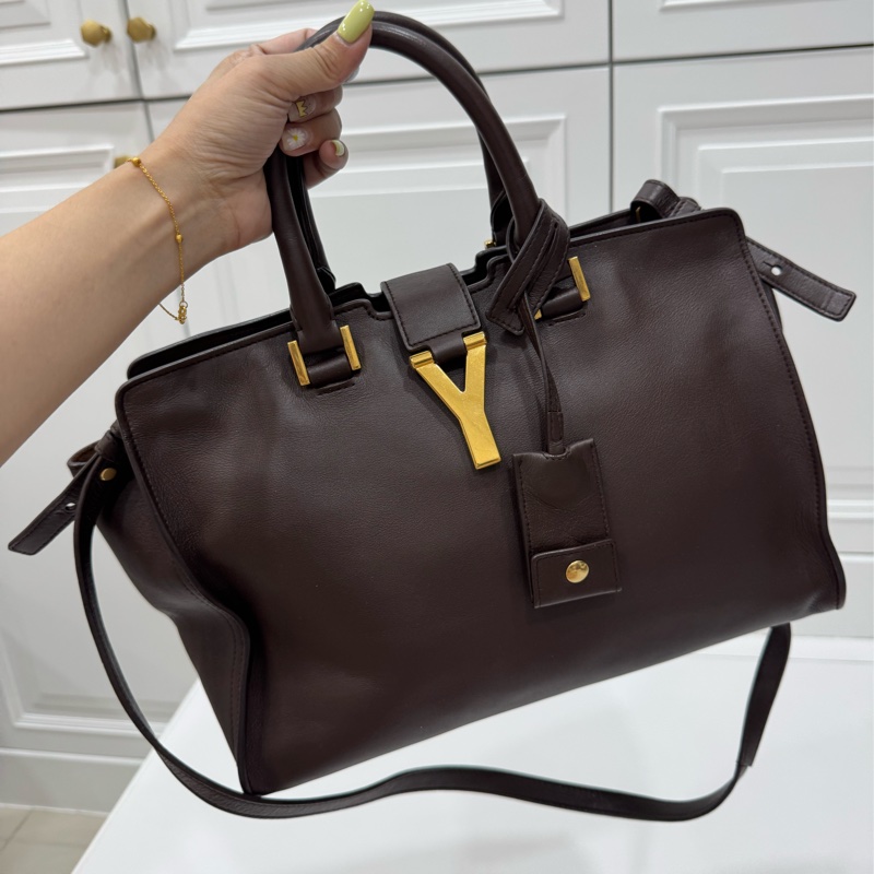 Yves Saint Laurent YSL 聖羅蘭 棕色 咖啡 Cabas Chy 手提包 肩背包 斜背包 公事包-23