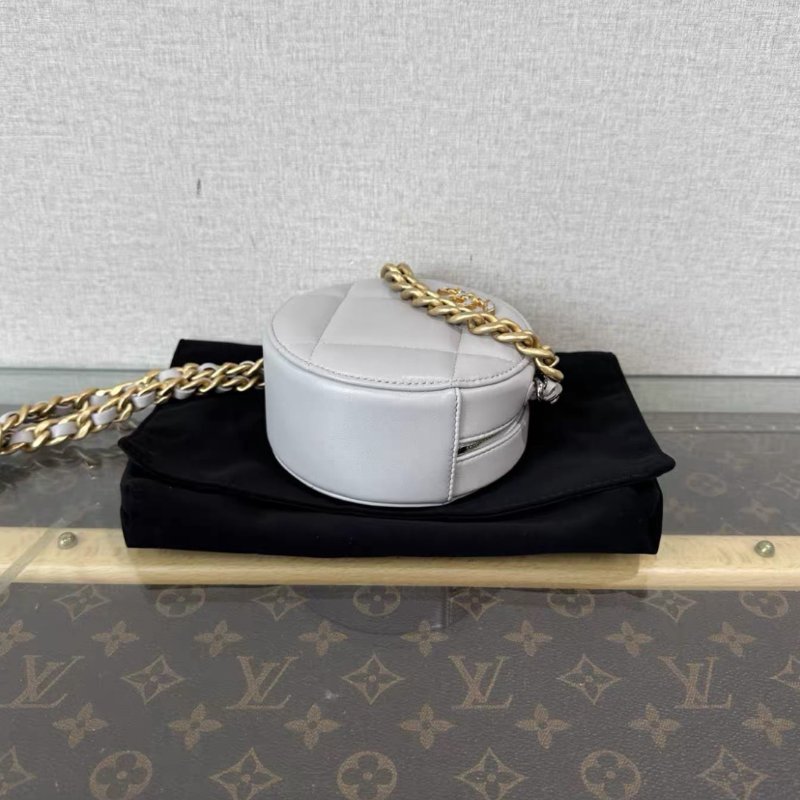 CHANEL 灰金19bag圓餅手提肩背斜背包12*12*6 99新配件:盒子塵袋保卡-4