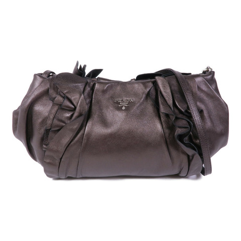 PRADA 羊皮皮革Shoulder Bag銀扣肩背袋
