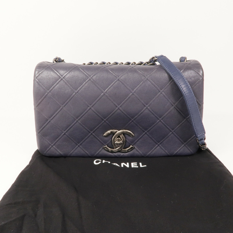 CHANEL 牛皮皮革Chain Shoulder Bag銀扣鏈帶肩背袋-17