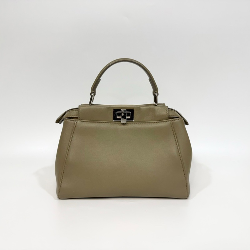 FENDI灰綠色小牛皮迷你Peekaboo手提斜背包-1