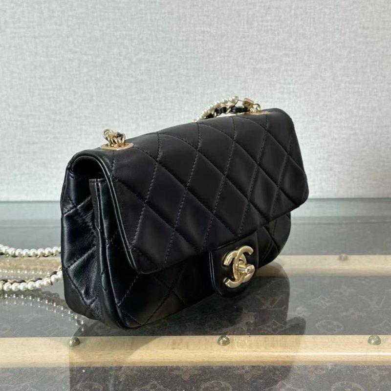 ✨CHANEL 珍珠大mini金扣鍊條斜背包 19*11*5 98新配件塵袋保卡-1