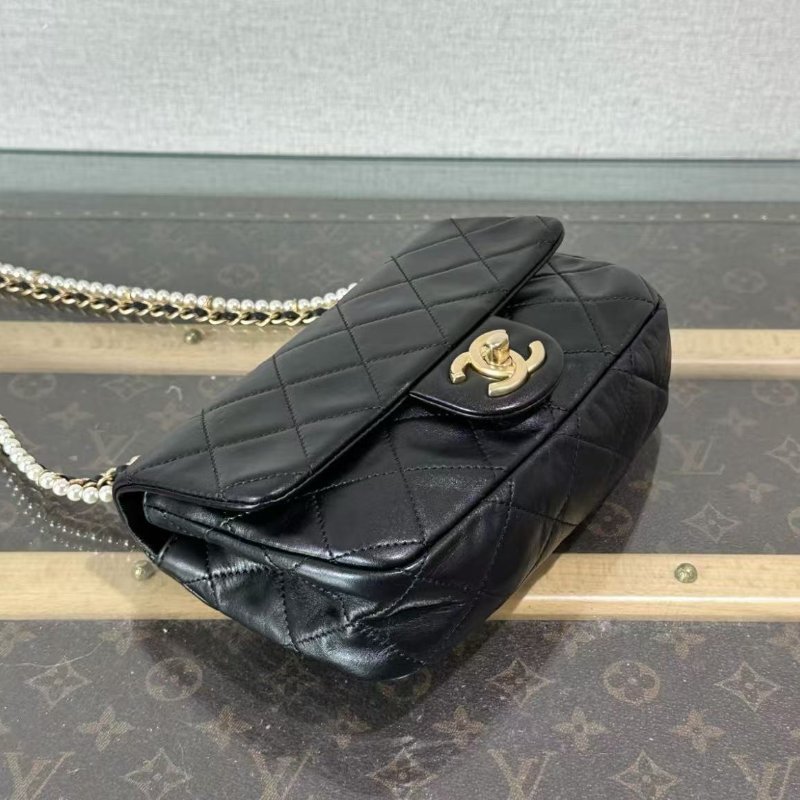 ✨CHANEL 珍珠大mini金扣鍊條斜背包 19*11*5 98新配件塵袋保卡-3