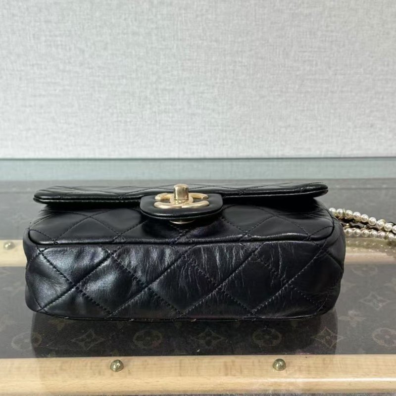 ✨CHANEL 珍珠大mini金扣鍊條斜背包 19*11*5 98新配件塵袋保卡-4