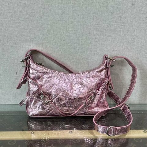 ✨GIVENCHY 粉色油蠟皮voyou mini 腋下包 22*15*3.5 98新配件塵袋