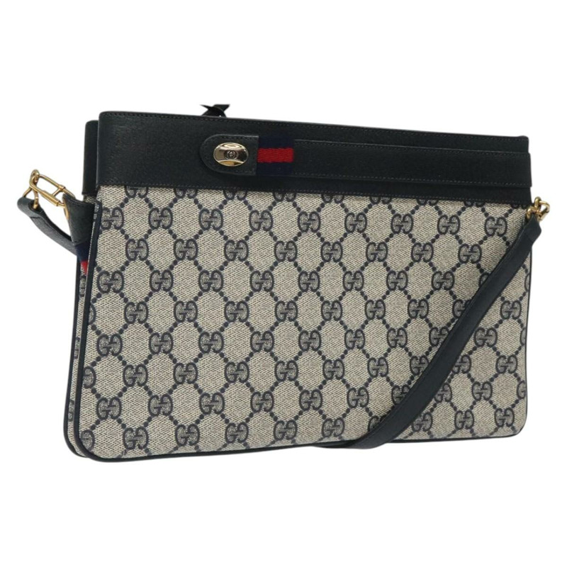 【日本直送】GUCCI GG Supreme Sherry Line 單肩包 PVC 海軍藍/金色 96 02 035 正品 MY260-0