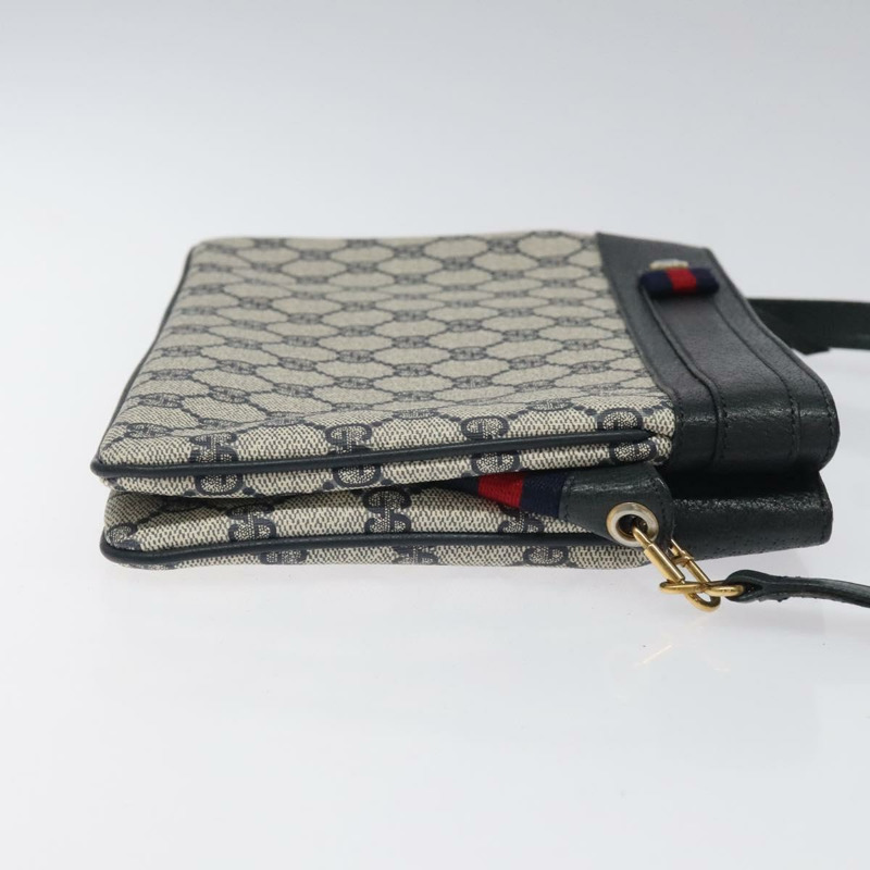 【日本直送】GUCCI GG Supreme Sherry Line 單肩包 PVC 海軍藍/金色 96 02 035 正品 MY260-3