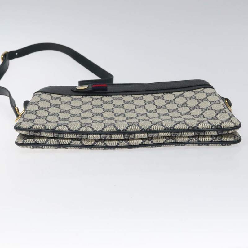 【日本直送】GUCCI GG Supreme Sherry Line 單肩包 PVC 海軍藍/金色 96 02 035 正品 MY260-8