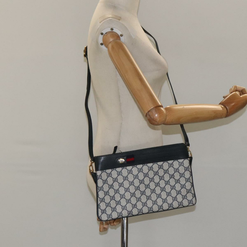 【日本直送】GUCCI GG Supreme Sherry Line 單肩包 PVC 海軍藍/金色 96 02 035 正品 MY260-22