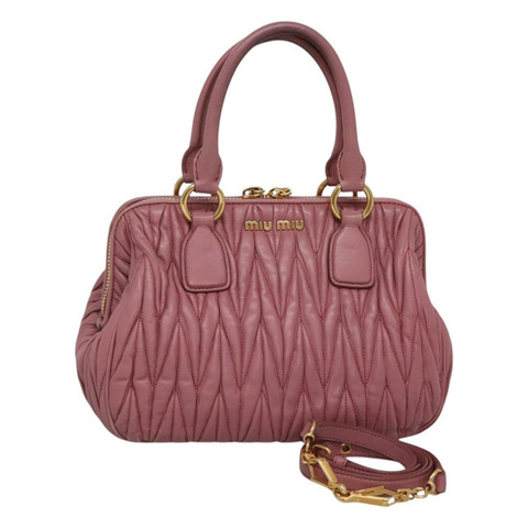 Miu Miu Matelasse 手提包 皮革 2way 粉紅金 正品 116136