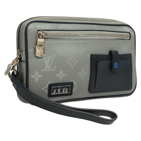 路易威登 Monogram Satellite Alpha 手拿包銀色 M44171 LV 授權 KD494