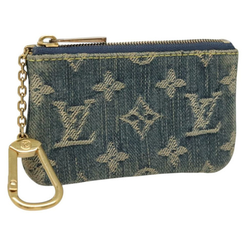 路易威登 Monogram 牛仔布 Pochette Cles 零錢包 藍色 M95343 正品 122856