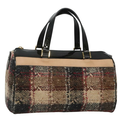 BURBERRY Nova 格紋手提包 羊毛 米色 金色 正品 MX350