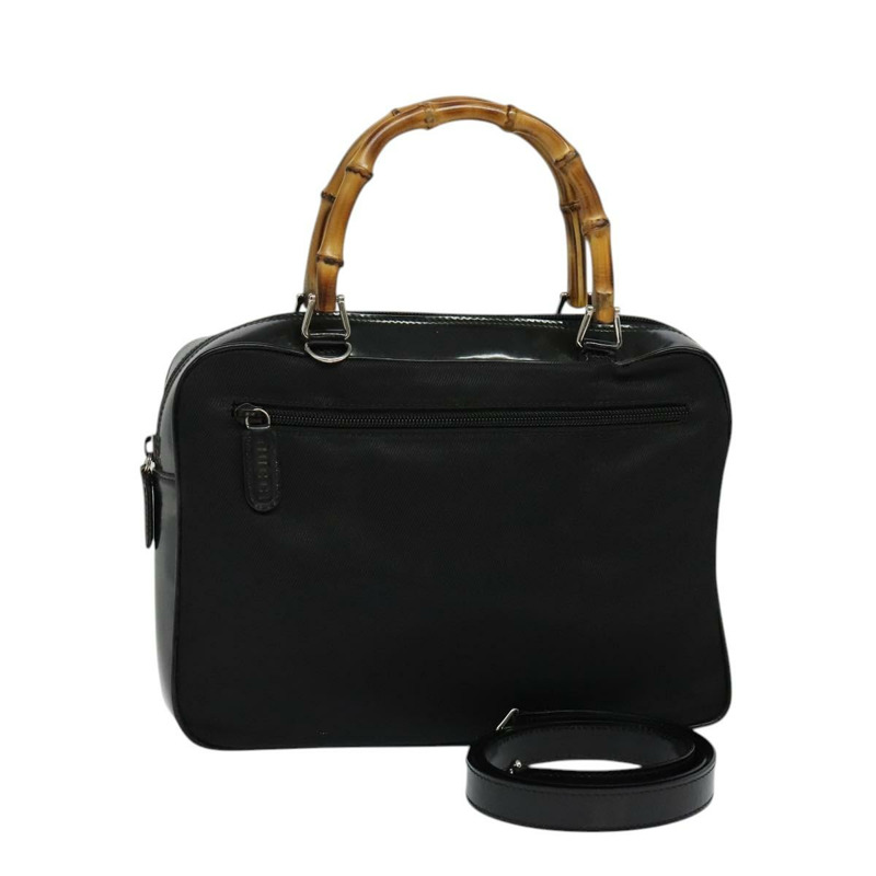 【日本直送】GUCCI 竹節手提包 尼龍 兩用 黑色 銀色 000 2040 0538 正品 SW805-0