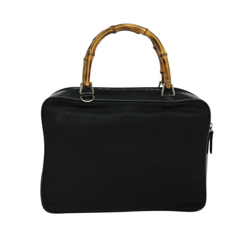 【日本直送】GUCCI 竹節手提包 尼龍 兩用 黑色 銀色 000 2040 0538 正品 SW805-2
