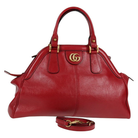 GUCCI Liber 中型手提包 皮革 2 向 紅金 516459 正品 am8601M