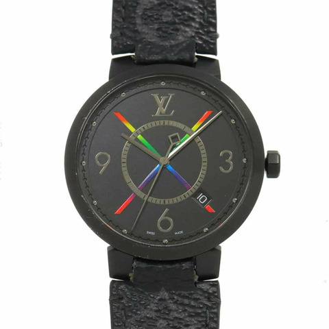 Louis Vuitton Tambour Rainbow QA113Z 男士手錶黑色石英
