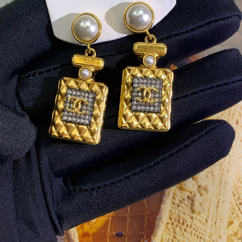 Chanel 香奈兒 金色香水樽耳針耳環 I222-7