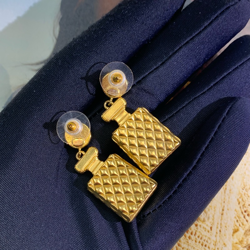 Chanel 香奈兒 金色香水樽耳針耳環 I222-9
