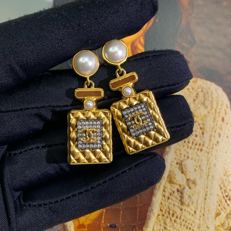 Chanel 香奈兒 金色香水樽耳針耳環 I222-13