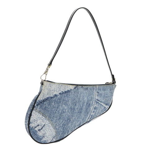 Christian Dior 馬鞍包配件包牛仔藍銀色正品 bs19083