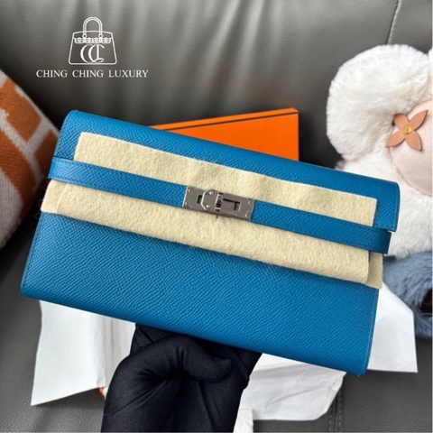 Hermes💙Kelly Wallet💙伊茲密爾藍銀扣🌟全新未使用🌟原膜在🌟閑置🌟