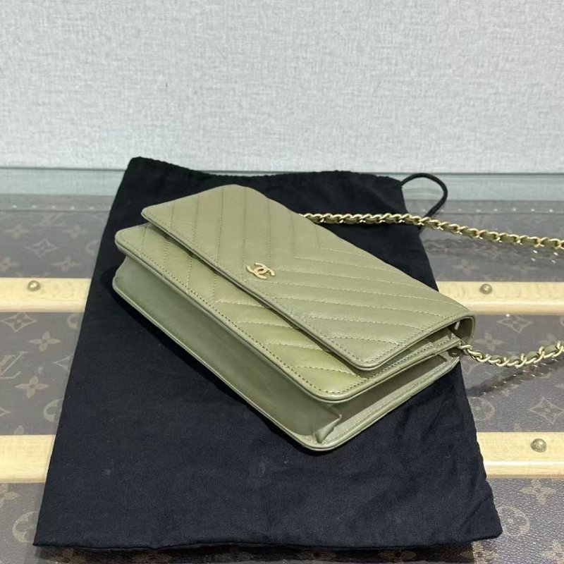 CHANEL金扣V紋 woc肩背斜背鍊條包19*12*4 99新配件塵袋保卡-2