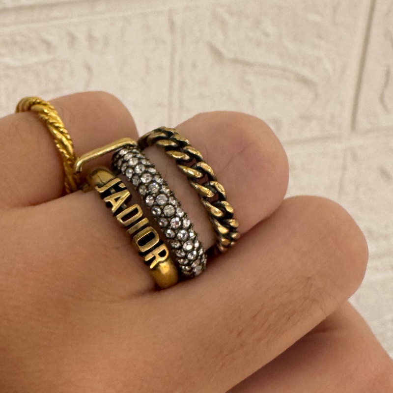 Dior復古金鑽三環戒指（L)-0